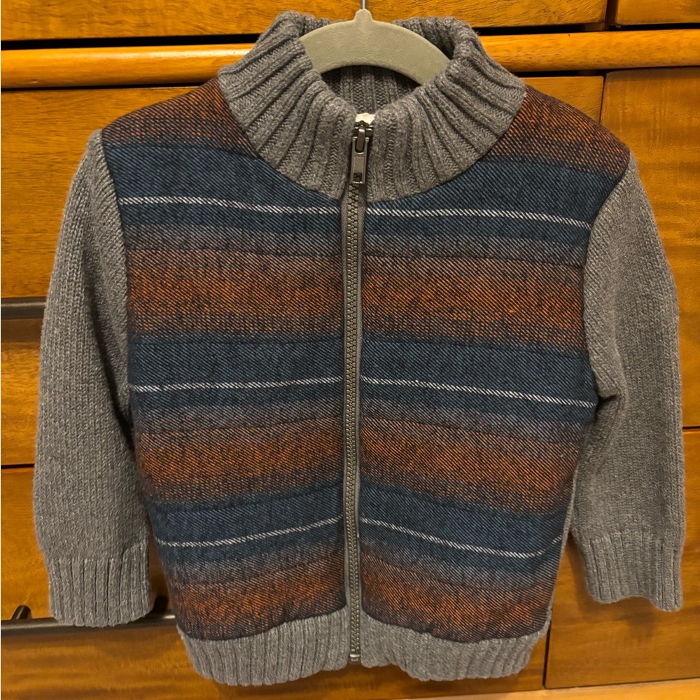Cat & Jack Striped Gray and Blue Kids Sweater